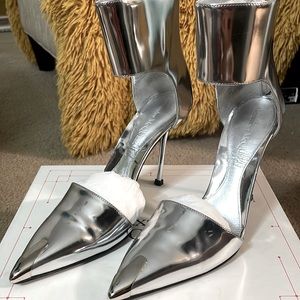 McQueen metallic silver heels